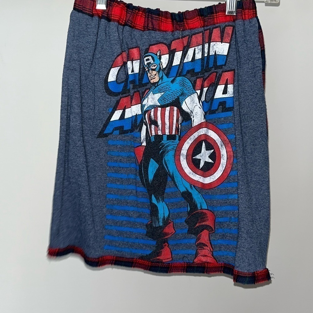 Captain America T Shirt Mini Skirt Upcycle Handmade OOAK